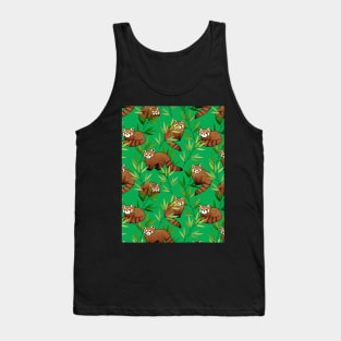 Red Panda & Bamboo Leaves Pattern Tank Top